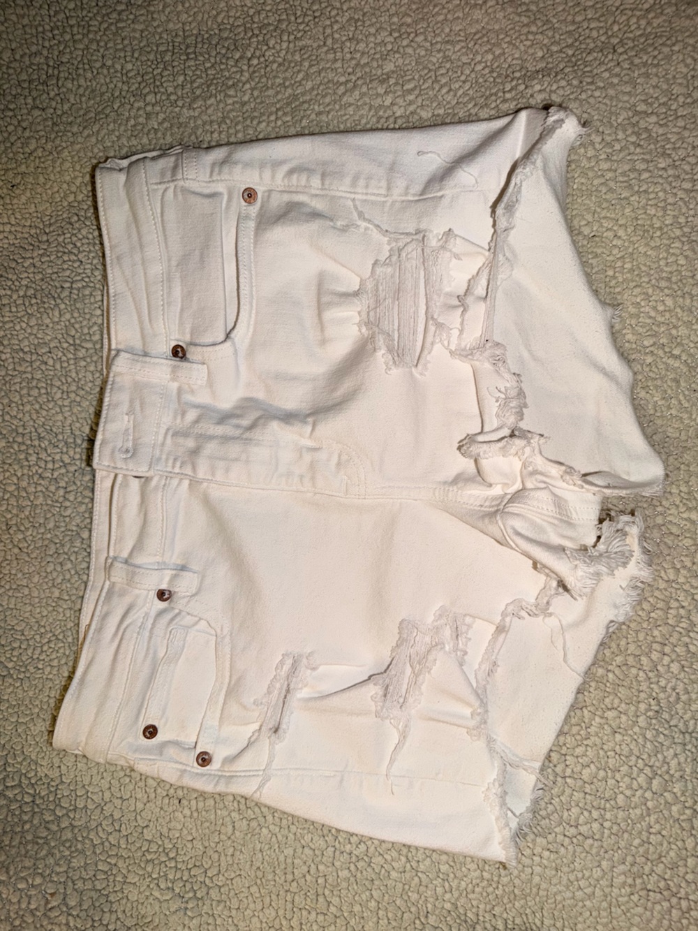 American Eagle Outfitters Off-White Distressed Jean Jacket